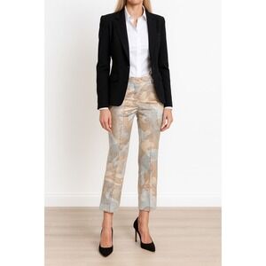 MARC CAIN Leopard Print Satin Cropped Trousers Pants N5 Size 12